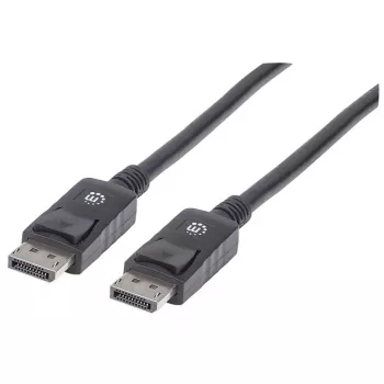 Manhattan DisplayPort 1.2 Cable, 4K@60Hz, 2m, Męski-Męski, z Zatrzaskami, W pełni Ekranowany, Czarny, Dożywotnia Gwarancja, Polybag