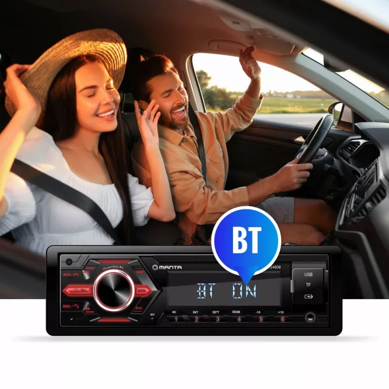 Manta RS4508 Ottawa 1-DIN Radio Samochodowe z Tunerem FM, USB, SD Card, AUX, 4x40W, Biały Wyświetlacz LCD, Niebieskie Podświetlenie