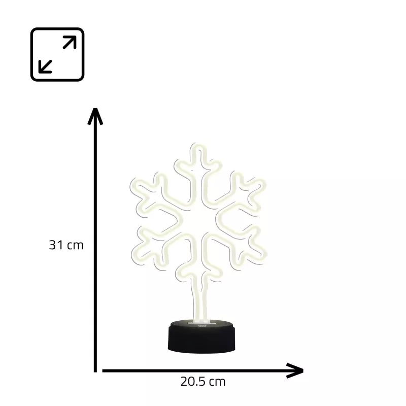 Manta SNL84WH LED Ozdobna Lampa Śnieżynka, Zimna Biel, Zasilana Bateryjnie, Wisząca, Plastikowa, Biała, 200 mm