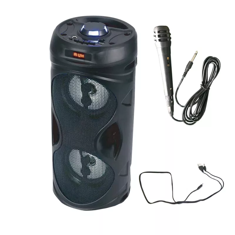 Manta SPK815 Przenośny Głośnik Imprezowy Bluetooth z Karaoke, 30W RMS, Disco LED, Radio FM, USB/SD/AUX