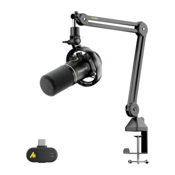 MAONO PD200WS Mikrofon dynamiczny (czarny) – USB/XLR kardioidalny z RGB i monitorowaniem bez opóźnień