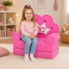 MARKA NIEZDEFINIOWANA Fotel rozkładany 2w1 z koroną dla dzieci, miękki różowy