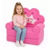 MARKA NIEZDEFINIOWANA Fotel rozkładany 2w1 z koroną dla dzieci, miękki różowy