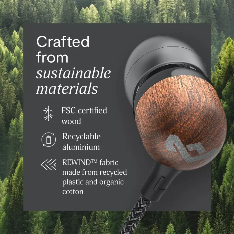 Marley Smile Jamaica Przewodowe słuchawki douszne z wbudowanym mikrofonem, USB-C – Signature Black