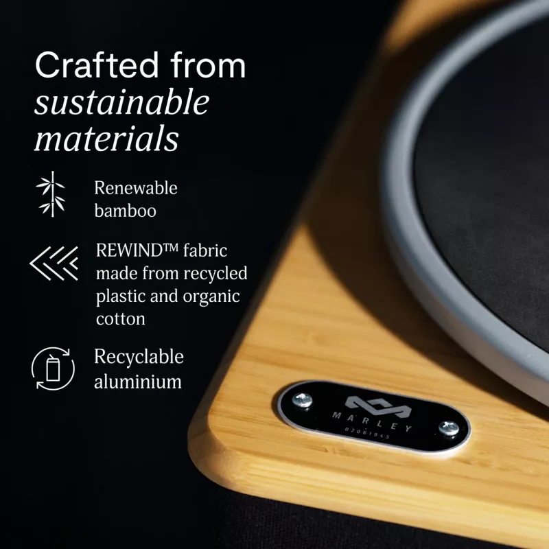 Marley Stir It Up Wireless 2 Gramofon Bluetooth z napędem paskowym i podstawą bambusową