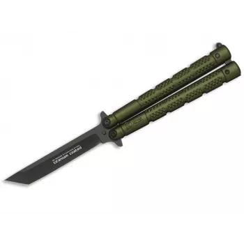 Martinez Albainox K25 Balisong Nóż Motylkowy Zielona Aluminiowa Rękojeść Stal Nierdzewna Głownia Clip Point