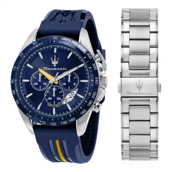 Maserati Męski Zegarek Kwarcowy Chronograf R8871612039 45mm Stal Szlachetna Czarna Tarcza Skórzany Pasek
