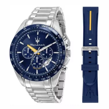 Maserati Męski Zegarek Kwarcowy Chronograf R8871612039 45mm Stal Szlachetna Czarna Tarcza Skórzany Pasek