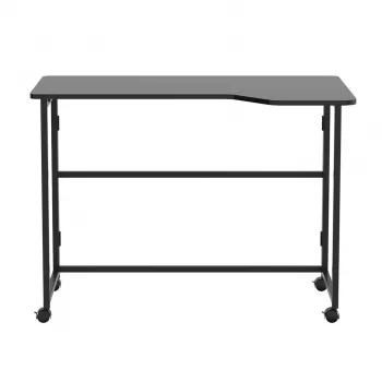 MCN Maclean Składane biurko narożne w kształcie litery L MC-1250 L/B, czarne, mobilne, 100x65 cm, maks. 50 kg