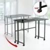 MCN Maclean Składane biurko narożne w kształcie litery L MC-1250 L/B, czarne, mobilne, 100x65 cm, maks. 50 kg