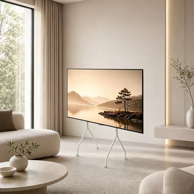 MCN Maclean Podstawa / Wózek pod telewizor, na kółkach, 37–80, maks. obciążenie 50 kg, maks. VESA 600x400, biały, MC-180 W
