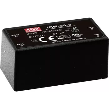 MEAN WELL IRM-05-5 5W moduł zasilania AC-DC, 5V 1A, montaż na PCB, czarny