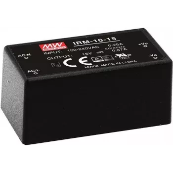 MEAN WELL IRM-10-24 - 10 W - 85 - 264 V - ITE EN/UL/IEC 60950 - Czarny - 25,4 mm - 45,7 mm