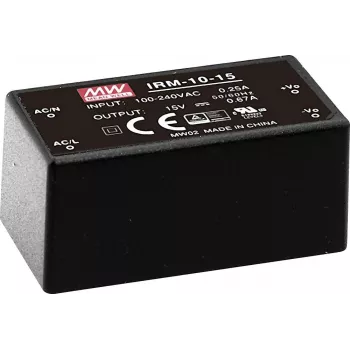 MEAN WELL IRM-10-5 10W 5V 2A hermetyzowany zasilacz do montażu na PCB, wejście 85-264VAC, czarny