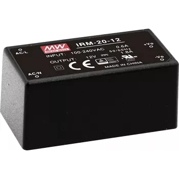 MEAN WELL IRM-20-24 20W 24V 0.9A hermetyczny zasilacz do montażu na PCB, wejście AC 85-264V, czarny