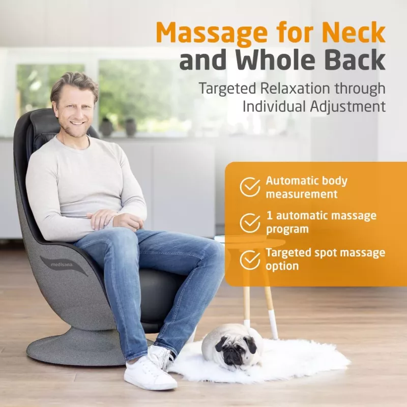MEDISANA RS 670 Fotel relaksacyjny z masażem Shiatsu, funkcją ciepła i wibracji, czarny/antracyt