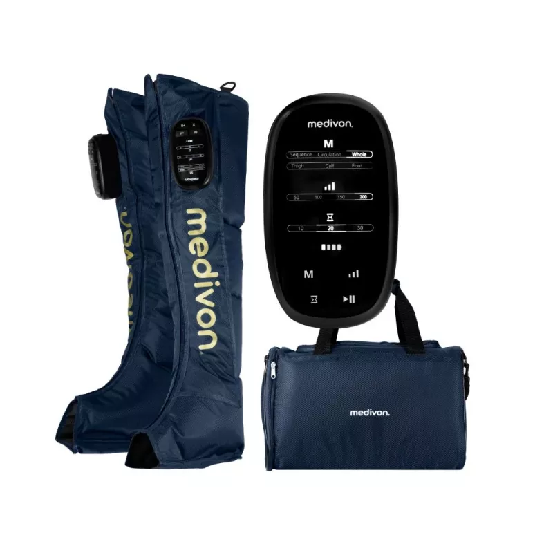 Medivon Compression Massager Aeria - Masażer kompresyjny na nogi i stopy z ogrzewaniem, 3 tryby, 3 intensywności, pilot bezprzewodowy