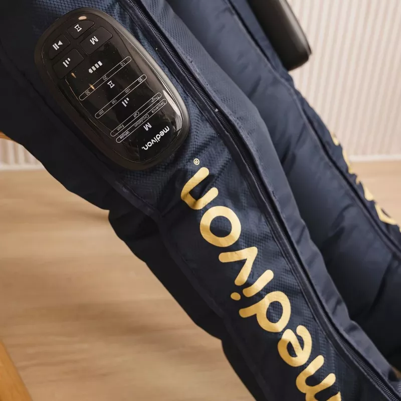 Medivon Compression Massager Aeria - Masażer kompresyjny na nogi i stopy z ogrzewaniem, 3 tryby, 3 intensywności, pilot bezprzewodowy