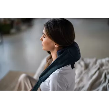 Medivon Hyperion Collar Shiatsu Masażer na Szyję i Ramiona z Ciepłem, 8 Głowic Masażujących, 3 Poziomy Intensywności, Czarno-Szary