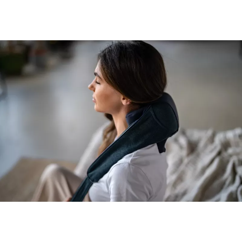Medivon Hyperion Collar Shiatsu Masażer na Szyję i Ramiona z Ciepłem, 8 Głowic Masażujących, 3 Poziomy Intensywności, Czarno-Szary