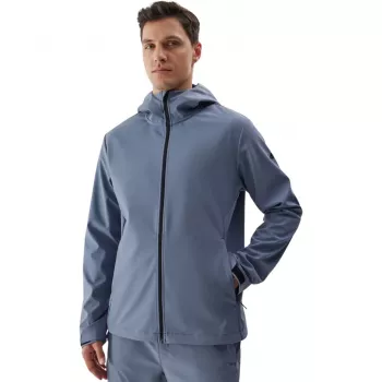 Męska kurtka softshell 4F M283 Denim - wodoodporna i wiatroszczelna z kapturem, rozmiar L