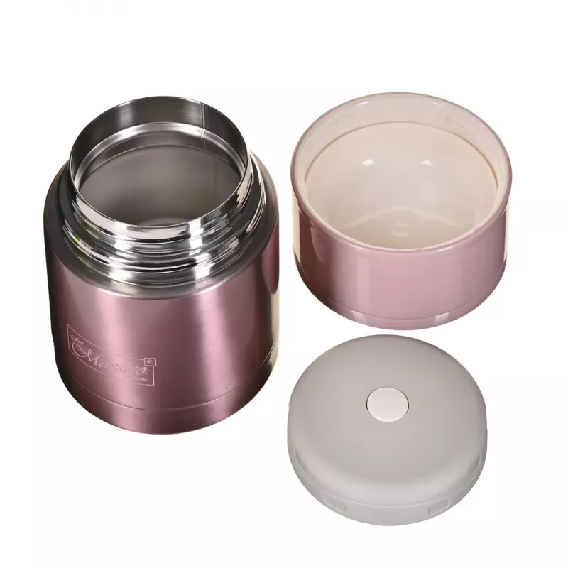 MEO MAESTRO MR-1636-60 600 ml Termos na żywność z podwójnymi ściankami, izolacją próżniową, ze stali nierdzewnej, z 2 pojemnikami i składaną łyżką