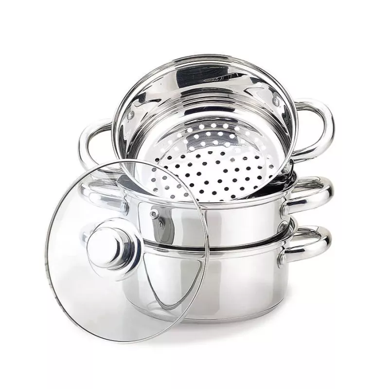 MEO MR-2900-24 MAESTRO Garnek kuchenny 24 cm 5.0 L ze stali nierdzewnej ze szklaną pokrywką, kompatybilny z indukcją