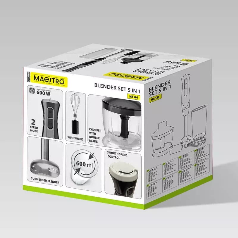 MEO MR-566 MAESTRO 500W Blender ręczny z rozdrabniaczem, trzepaczką i miarką