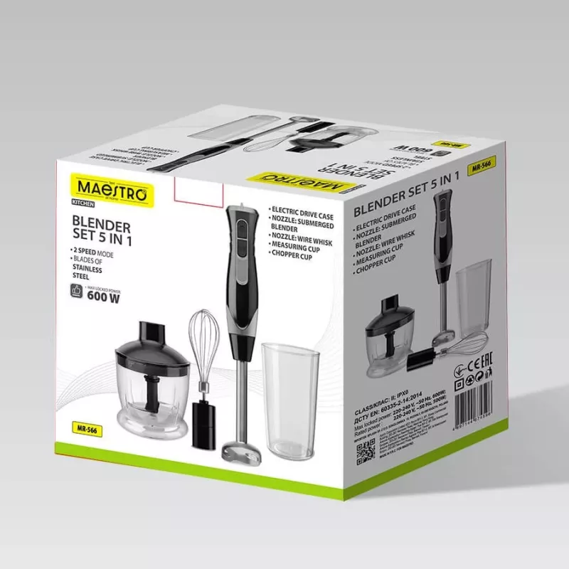 MEO MR-566 MAESTRO 500W Blender ręczny z rozdrabniaczem, trzepaczką i miarką