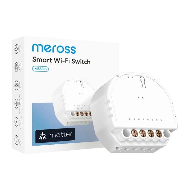 MEROSS MSS815MAQUA-UN Inteligentny przełącznik Wi-Fi 4-pak (2,4 GHz, wtyczka US, bez koncentratora)