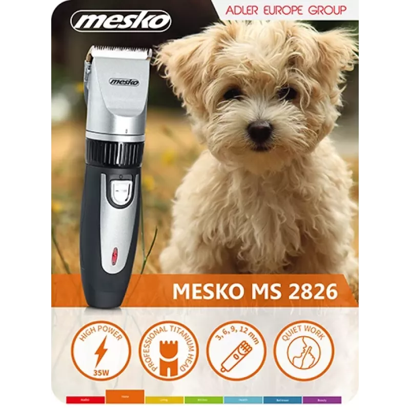 Mesko MS 2826 Maszynka do strzyżenia włosów z 4 nasadkami grzebieniowymi, ostrza ze stali nierdzewnej, zasilanie sieciowe