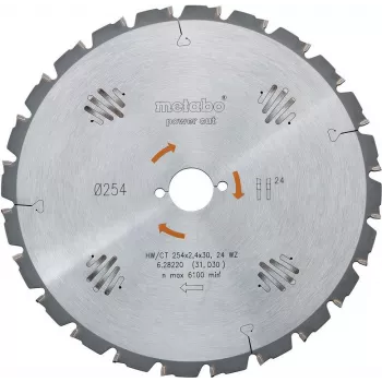 Metabo 628220000 Tarcza piły tarczowej 254mm x 30mm x 60T do drewna z gwoździami, drewna budowlanego, drewna litego - do KGS 254 M, KGS 254 Plus, KGS 254 I Plus, KS 254 Plus