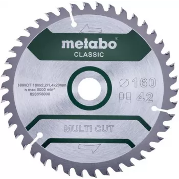 Metabo MULTI CUT CLASSIC Tarcza do piły tarczowej 160 x 20 x 1,4 mm, 42 zęby, TCT, do drewna, drewna powlekanego, tworzyw sztucznych 628658000