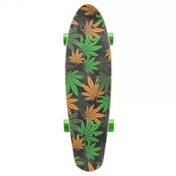 Meteor Cannabis Mini cruiser deskorolka 22 cale zielono-brązowo-pomarańczowa