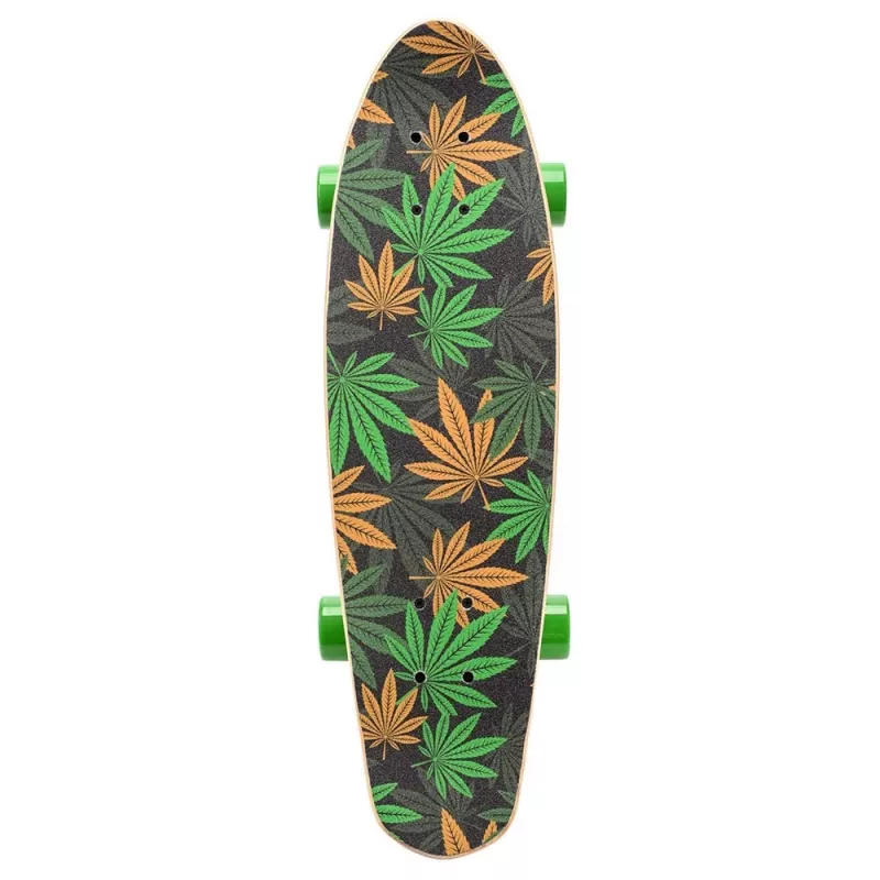 Meteor Cannabis Mini cruiser deskorolka 22 cale zielono-brązowo-pomarańczowa