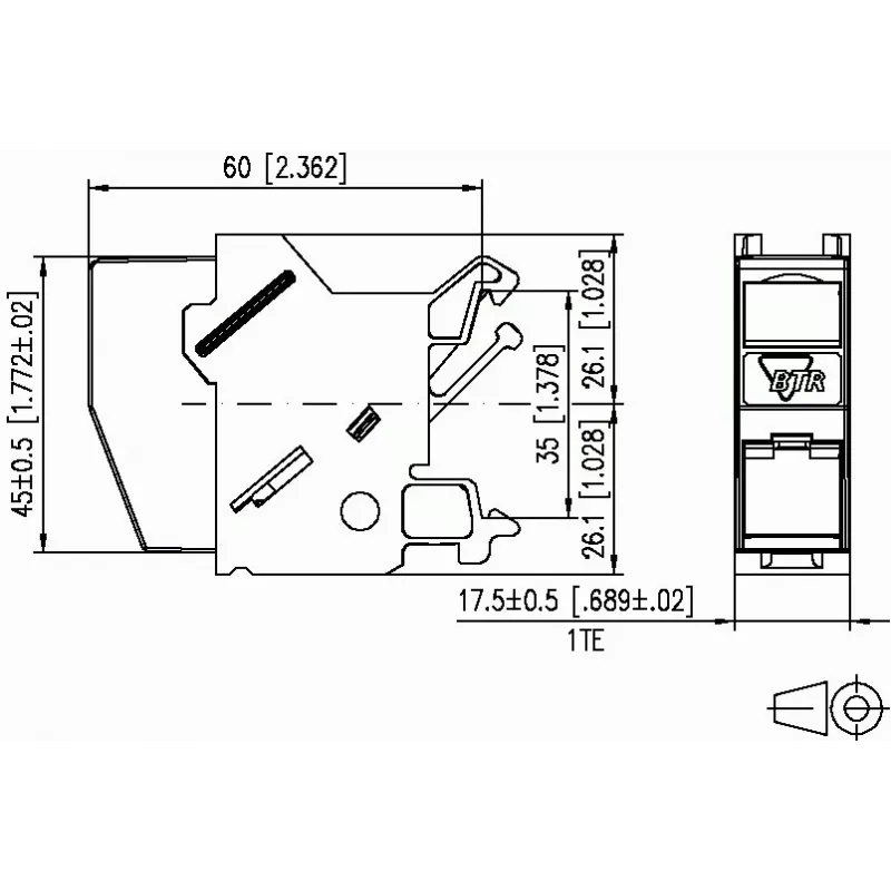 METZ CONNECT BTR E-DAT Module REG 8(8) IP20 Empty - Obudowa modułu danych na szynę DIN, 1TE, jasnoszary