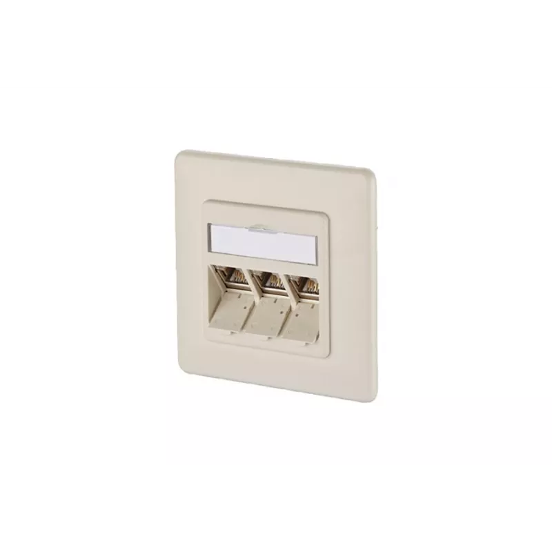 METZ CONNECT BTR IT CONNECT E-DAT modul 3x8(8) UP - Podtynkowe gniazdo sieciowe, 3-portowe RJ45, CAT 6, ekranowane, perłowa biel (RAL 1013) 1309131001-E