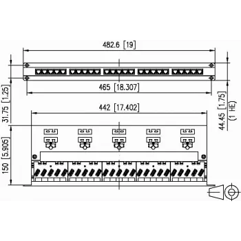 METZ CONNECT BTR UAE 25x8(8) Cat.6 ekranowany panel krosowy, 25 portów, 1U, jasnoszary 130887-E