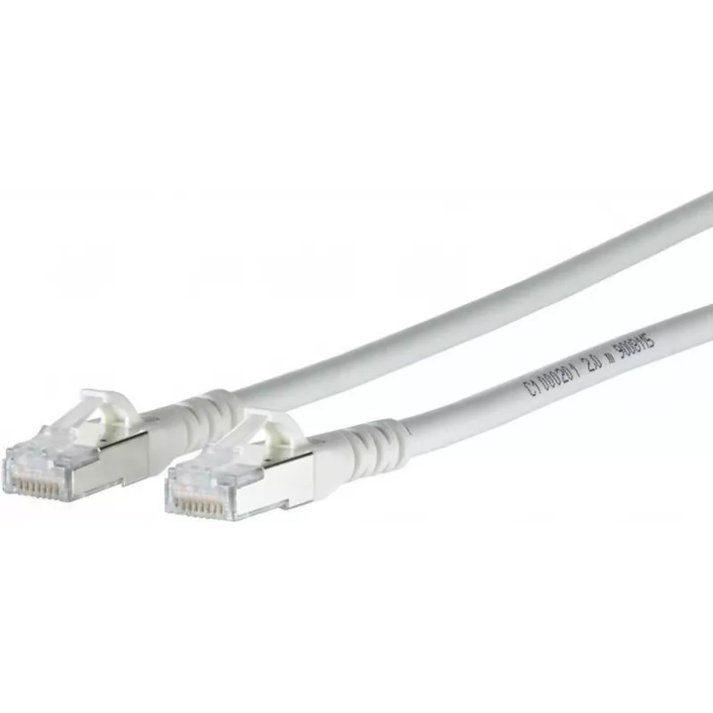 Kabel krosowy METZ CONNECT Cat.6A S/FTP RJ45 do RJ45, 10GBase-T, 0,5m, szary, LSZH, pozłacane styki 1308455088-E