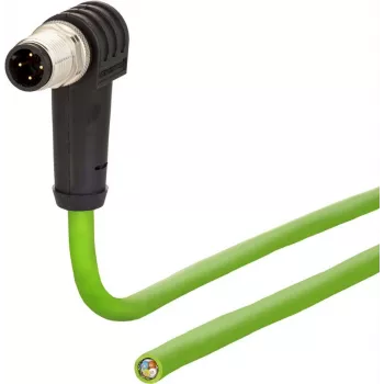 METZ CONNECT M12 Kątowy do Otwartego Końca Kabel Sieciowy, 10m, SF/FTP, CAT 5e, Bezhalogenowy, Zielony