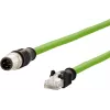METZ CONNECT Kabel sieciowy M12 (4-pin) (S) do RJ-45 (M) 1,0m 6,5mm SF/FTP CAT 5e bezhalogenowy, bez zatrzasku, linka, łańcuch przeciągowy, kodowany D, zielony (142M1D15010)