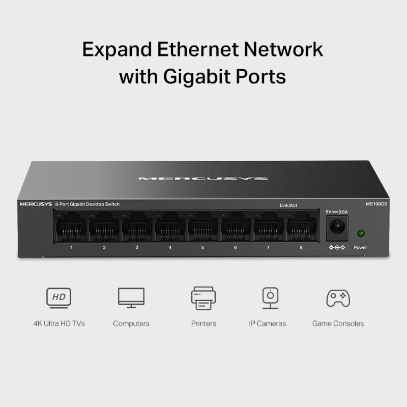 MEU Mercusys MS108G Przełącznik biurkowy gigabitowy 8-portowy