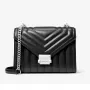 Torba na ramię Michael Kors Jet Set Crossbody Bag Black Signature Coated Canvas 35R4SWHL6UBLA