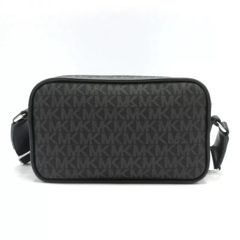 Michael Kors Jet Set Crossbody Bag Black Signature Coated Canvas 35R5S2BC0BBLA