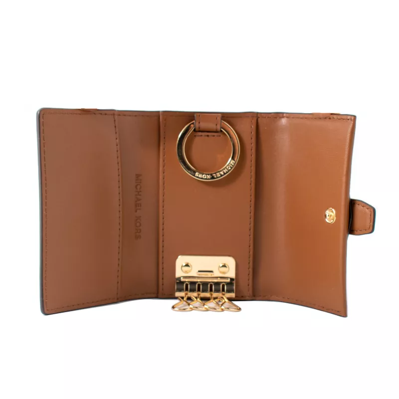 MICHAEL KORS Jet Set Travel Card Case Brown Signature PVC