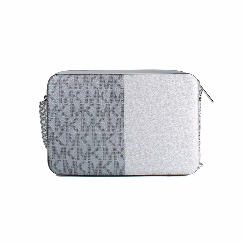Torba na ramię Michael Kors Jet Set Travel Crossbody 35F5STTC9YSIL Srebrny Signature Coated Canvas
