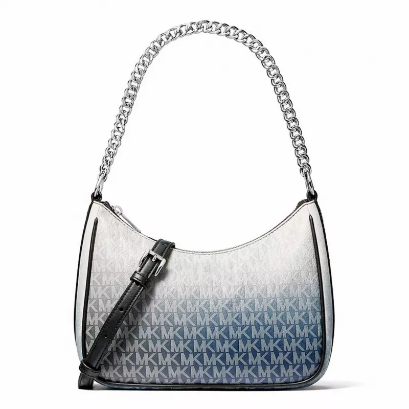 Michael Kors Jet Set Travel Crossbody Bag Black Signature Coated Canvas