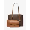Michael Kors Jet Set Travel Saffiano Leather Tote Bag - Brązowa torba damska z okuciami w kolorze złotym (42x28x10 cm)