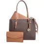 Michael Kors Jet Set Travel Saffiano Leather Tote Bag - Brązowa torba damska z okuciami w kolorze złotym (42x28x10 cm)