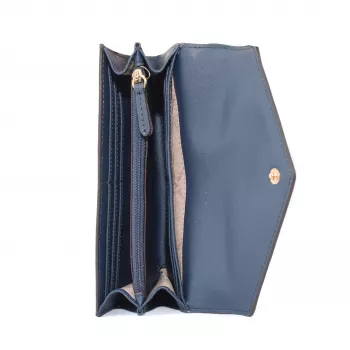 Michael Kors Jet Set Travel Saffiano Leather Wristlet Wallet in Navy with Gold-Tone Hardware